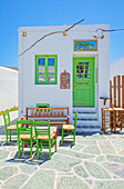 Outdoor cafe, Chora, Folegandros Island, Cyclades Islands, Greece