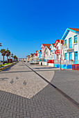 Brightly painted beach homes, Costa Nova do Prado, Aveiro, Portugal