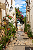 Charming narrow streets of Polignano a Mare, Puglia, Italy.