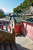 Winding stone staircase in the A-Ma Temple. Macau, China.