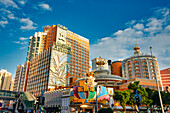 Exterior view of the Lisboa Hotel and Casino. Macau, China.