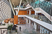 Interior view of the Shenzhen Library at Shenzhen Cultural Center. Shenzhen, Guangdong Province, China.