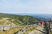 Hikers, Schneekoppe, Summit, Hiking, Karpacz, Riesengebirge, Karpacz, Sniezka, Lower Silesia, Poland