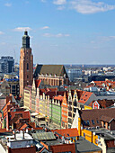 Aerial View of Rynek and Wroclaw, Breslau, Lower Silesia, Poland