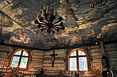 painted ceiling of the Lutheran Usma church,Ethnographic Open-Air Museum around Riga,Latvia,Baltic region,Northern Europe