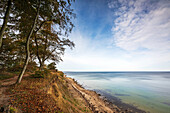  View of the cliffs at Eitz in Weissenhaeuser Strand, Baltic Sea, Ostholstein, Schleswig-Holstein, Germany 