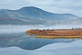  Morning mood at Avsjoen in Dovrefjell, autumn, Oppland, Norway 