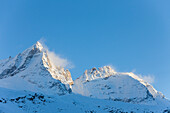 Berg Becca di Monciair im Schneesturm, Nationalpark Gran Paradiso, Aostatal, Italien