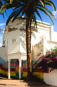  A closed house with colorful graffiti in Rabat, Morocco. 