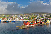  View of the Tinganes peninsula with the seat of the state government, Torshavn, Faroe Islands 