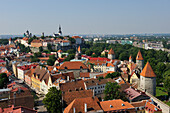 the Old Town seen from the tower of St Olav'church,Tallinn,estonia,northern europe