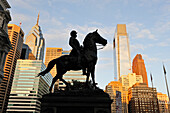 equestrian statue of General George B.McClellan (sculptor Henry Jackson Ellicott) beside the City Hall on JFK Boulevard,Philadelphia, Commonwealth  of Pennsylvania,Northeastern  United States,