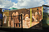 "History of Immigration", restored Mural by Simon Huelsbeck, Callowhill and 2nd streets, Philadelphia, Commonwealth  of Pennsylvania,Northeastern  United States,