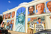 "History of Immigration", restored Mural by Simon Huelsbeck, Callowhill and 2nd streets, Philadelphia, Commonwealth  of Pennsylvania,Northeastern  United States,