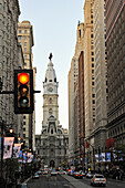 South Broad Street or Avenue of the Arts with City Hall in the background, Philadelphia, Commonwealth  of Pennsylvania,Northeastern  United States,