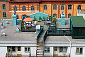 terrace on the roof of a building in the Lower Town,Quebec City,Quebec province,Canada,North America