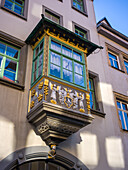 Wunderschöner Erker in der Altstadt, Weimar, Thüringen, Mitteldeutschland, Ostdeutschland, Deutschland, Europa