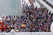 Peoples at pond, golden temple, amritsar, punjab, india, asia