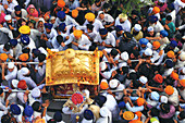 People carrying palanquin, golden temple, amritsar, punjab, india, asia