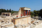 Ruins of the North Propylaeum in Knossos Palace, a major Bronze Age Minoan palace. Crete, Greece.