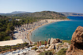 Aerial view of the Vai Palm Beach. Crete, Greece.