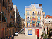 Colorful mural on a building on Sedassos Square in Tarragona, Catalonia, Spain.