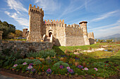 Exterior view of the Castello di Amorosa winery. Napa Valley, California, USA.