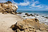 Rugged rocks on El Matador beach near Malibu. California, USA.