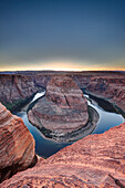 Scenic view of the Horseshoe Bend at sunset. Page, Arizona, USA.