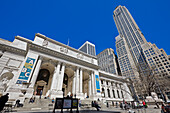 Exterior view of the New York Public Library. Manhattan, New York City, USA.