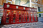 Traditional telephone booths inside Central Post Office in Ho Chi Minh City, Vietnam.