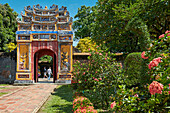 Elaborate entrance gate to the Hung To Mieu Temple. Imperial City (The Citadel), Hue, Vietnam.