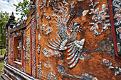 Decorative wall at the Truong Sanh Residence. Imperial City (The Citadel), Hue, Vietnam.