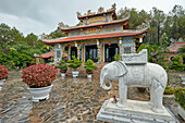 Exterior view of the Temple of Tran Nhan Tong at the Huyen Tran Cultural Center. Hue, Vietnam.