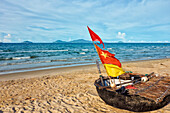  Traditionelles vietnamesisches Korakel am Cua Dai Beach. Hoi An, Provinz Quang Nam, Vietnam. 