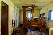 Ephrata Cloister looking into The Weaver's Workshop in Ephrata in the Pennsylvania Dutch Country, Lancaster County, Pennsylvania, USA