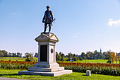  Memorial to Major General Abner Doubleday on McPherson Ridge at Reynolds Avenue on East Cemetery Hill in Gettysburg National Military Park in Gettysburg, Adams County, Pennsylvania, USA 