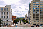  Historic State Street with Grace United Methodist Church and Saint Patrick Cathedral in the Capitol District in Harrisburg, Dauphin County, Pennsylvania, USA 