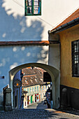 vaulted passage and stairs connecting the Upper Town with the Lower Town from the Huet Square,Sibiu, Transylvania,Romania,Southeastern and Central Europe