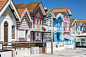  Colorful houses on Avereio Beach on the Costa Nova, Portugal 