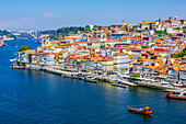  View from the Ponte Dom Luís I bridge on Porto, Portugal 