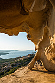 Bizarre Granitfelsen, Roccia dell Orso, Sonnenuntergang, Capo d'Orso, Palau, Costa Smeralda, Sardinien, Italien