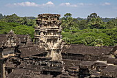  View from tower in the Hindu-Buddhist temple complex Angkor Wat, Angkor Wat, near Siem Reap, Siem Reap Province, Cambodia, Asia 