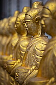  Golden figures in Wat Kampong Tralach Leu temple, Kampong Tralach, Kampong Tralach District, Kampong Chhnang, Cambodia, Asia 