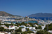 Elevated view of the city of Bodrum in Mugla Province, Turkey.