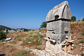 A Roman Sarcophagus near the Arch of Modestus in Patara, an ancient Lycian city in the South West of modern Turkey.