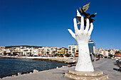 The Hand of Peace Sculpture in Kusadasi, Aydin Province, Turkey.