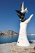 The Hand of Peace Sculpture in Kusadasi, Aydin Province, Turkey.