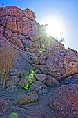  Typical rocks in backlight, Twyfelfontein, Kunene, Damaraland, Namibia, Africa 