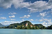  at Lake Bled with Lake Island and Sveti Maria, Bled, Julian Alps, Slovenia 